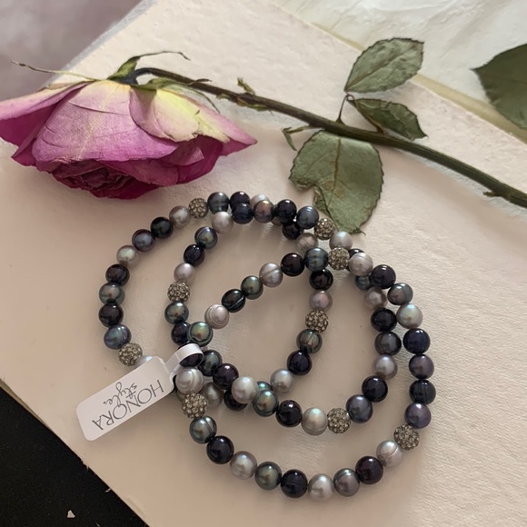 NWT Honora Style Cultured Pearl Stretch Bracelet set - Picture 1 of 5